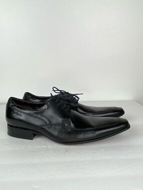 Pierre Cardin Men's Lace Up Dress Shoes Size 44 US 10.5-11 Black Leather Preppy